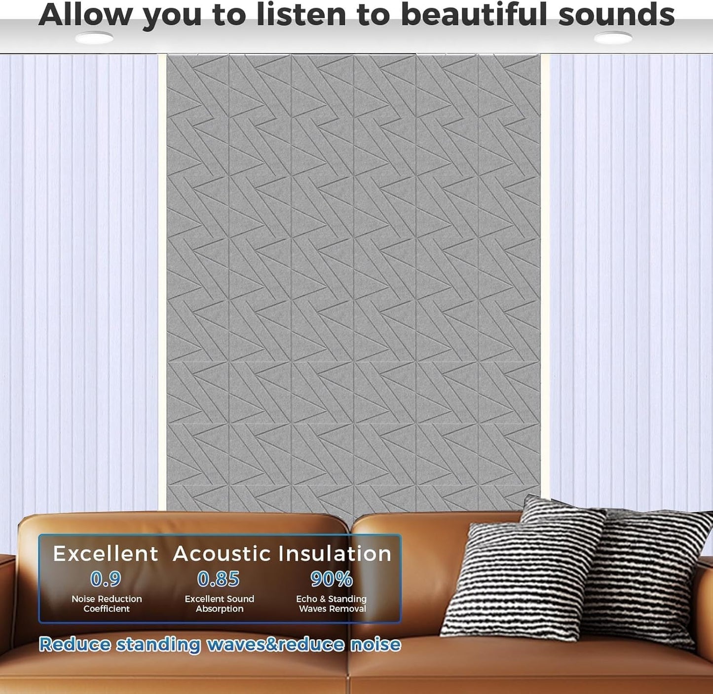 【20 Pack】 Acoustic Panels Self-Adhesive (0.4" Thick | 0.8lb/ft³ Medium Density) - 12x12 Soundproof Foam Tiles for Home Office/Wall Sound Absorption, Noise Reduction Panels Studio Use - Gray