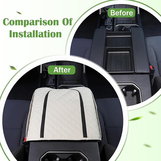 Center Console Armrest Cover Protector Pad Compatible with Toyota Tundra Sequoia 2022-2025 Leather Car Console Armrest Seat Cushion Waterproof Armrest Cushion Lid Interior Accessories (Style G)