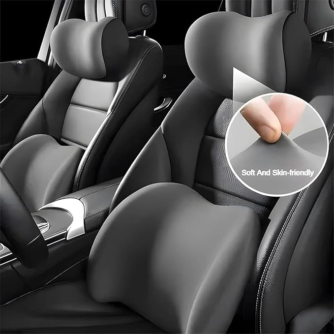 Car Back Support Neck Pillow for Subaru Crosstrek 2012-2025, Comfortable Soft Car Seat Headrest Neck Rest Cushion Lumbar Support Pillow with Adjustable Strap, Pink