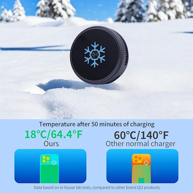 Qi2.2 25W Wireless Magnetic Detachable Car & Desk Charger - MagSafe Compatible, 3-Second Peltier Cooling, Fast Charging for iPhone 17/16 Pro Max, Galaxy S26 (Qi2.2 25W Black)