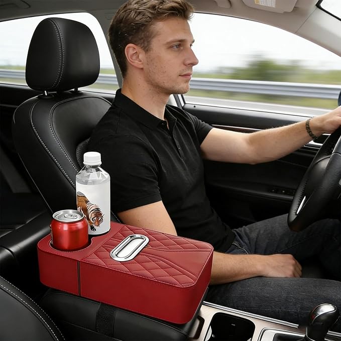 Car Armrest Cushion - Raised Center Console Organizer Pad | Vehicle Armrest Elbow Pad for Daily Commuting, Travel, Driving, Truck, SUV, Vehicle Interior, Comfort, Car Accessories
