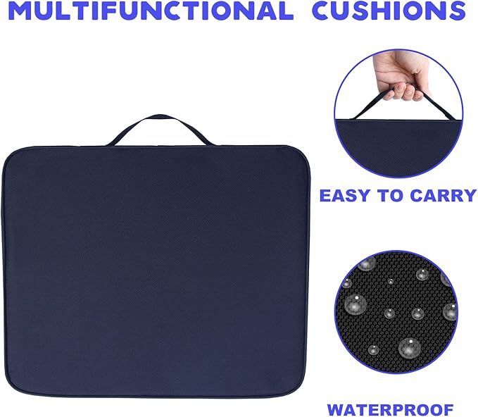 Black Stadium Seat Cushion 2 Pack, Boat Canoe Kayak Seat Cushion, Bleacher Seat Cushion, Portable and Extra Thick Cushion for Any Outdoor Events
