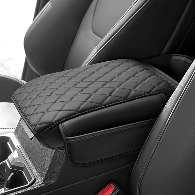 YOJOJOCO Center Console Cover Compatible with Toyota 2024 2025 2026 Tacoma Accessories Leather Material Console Armrest Cover Cushion with Pockets Anti-Scratch