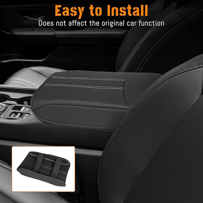 Center Console Armrest Cover Compatible with Honda Pilot 2023 2024 2025 2026, Ridgeline Passport 2024-2026, Armrest Pad Lid Cushion,Center Console Protector Pad (White Stitching)