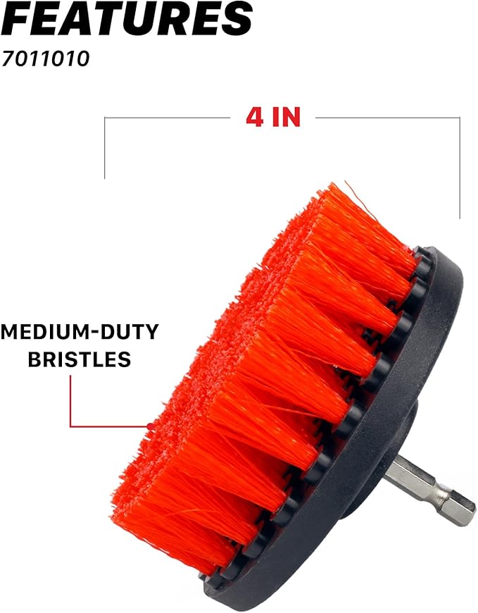 Maxshine 2", 4", & 5" M8 Medium-Duty Upholstery Carpet Brush with Drill Attachment Set – Power Scrubber Attachment for Car Detailing – Removes Grime, Stains & Spots from Fabric, Seats & Carpets