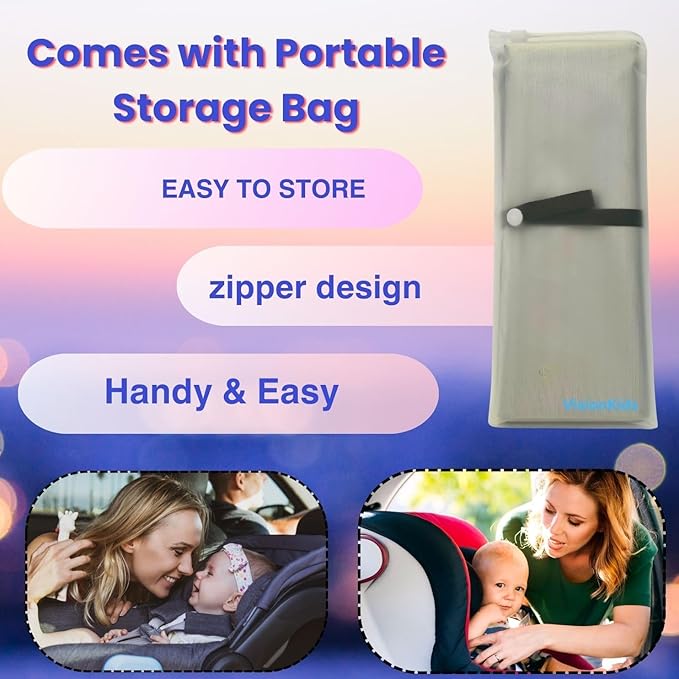 Baby Car Seat Sun Shade Cover with Free Storage Bag Included | Infant Car Seat Heat Protector | UV Protection Cooler Cover | Keeps Toddler Seat Cool in Baby Car | Travel Accessories Silver
