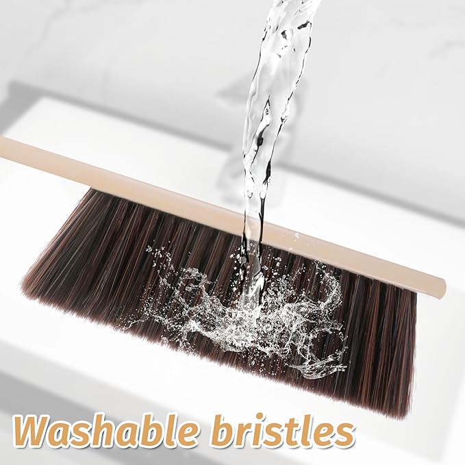 8 Pieces Hand Broom Brush Woooden Dust Brush Bulk Bench Brushes with Long Wood Handle Soft Bristle Whisk Broom Hand Held for Counter Bed Sofa Bench Car Fireplace Clothes Household Cleaning