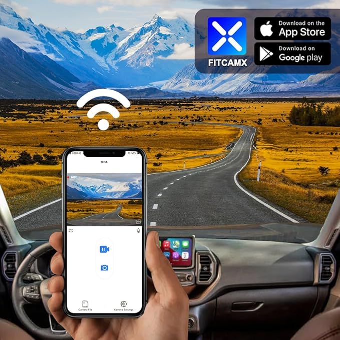 Fitcamx Front 4K+Rear 1080P Dash Cam Adapts for Ford Bronco Sport 2021-2025 (HD2-D5500), 5 Pin Plug, Integrated OEM Look, WiFi & APP, Dual HD Video, Loop Recording, G-Sensor, Easy to Set, 128GB Card