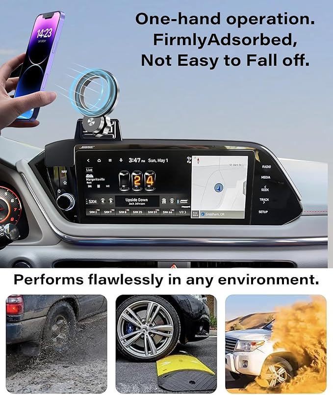 Car Phone Holder for Hyundai Sonata 2019 2020 2021 2022 2023 Accessories Apply to 10.25 Inch Touch Screen Fixed Clip Magnetic Cell Phone Mount Hands-Free 360 Degree Rotation