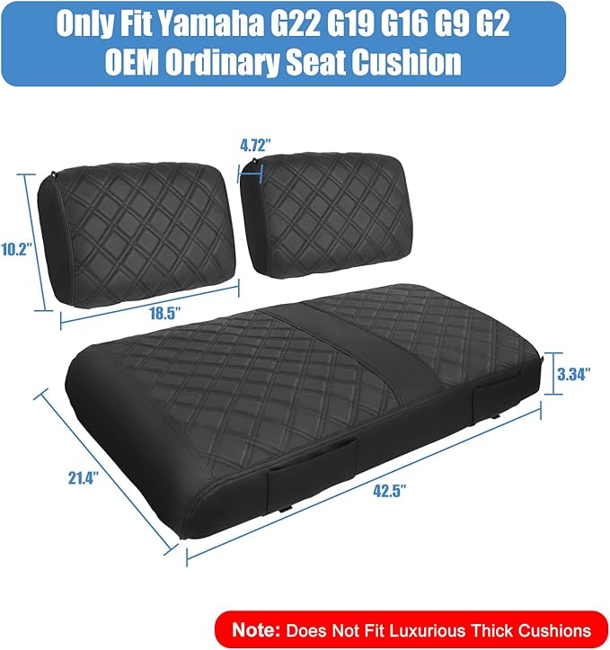 MOSNAI Golf Cart Seat Cover for Yamaha G22 G19 G16 G9 G2, Golf Cart Front Seat Cover Fit OEM Ordinary Seat Cushion, Concave and Convex Design Appearance, Thick Vinyl Leather Comfortable/Breathable