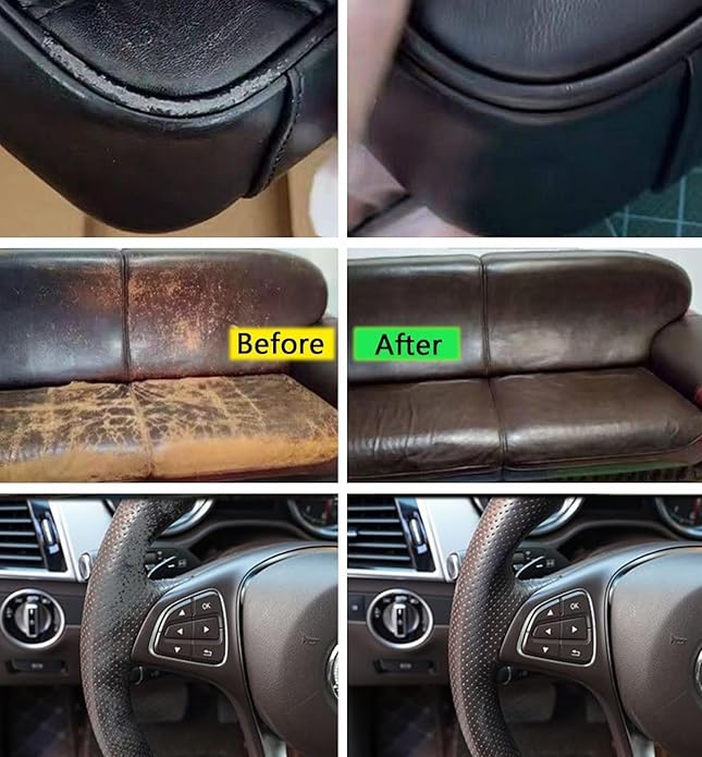 Leather Recoloring Balm, Leather & Vinyl Color Restorer Conditioner – Repairs Faded & Scratched Leather Color