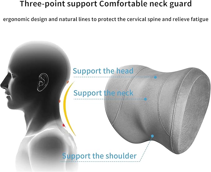 Car Neck Pillow Adjustable Up and Down Style 2 Pack,Car Headrest Pillow for Neck Support Relieves Driving Fatigue, Soft Memory Form and Ergonomic Design Fits Most Heights and Car Seats (Gary)