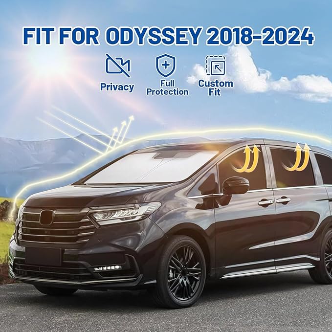 Car Window Shades for Honda Odyssey 2018-2024, Privacy Window Covers for Side, Rear & Windshield 8PCS, Car Shield Sunshade for Privacy Protection, Heat Blocking, Camping, and Parking