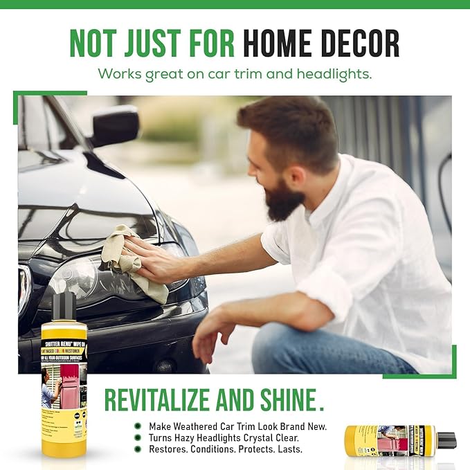 Wipe On | Advanced Color Restorer & Protectant for Faded Shutters | Plastic Car Trim | Patio Furniture & Outdoor Surfaces | Rejuvenate & Restore Vibrant Color to Weathered Items Easily