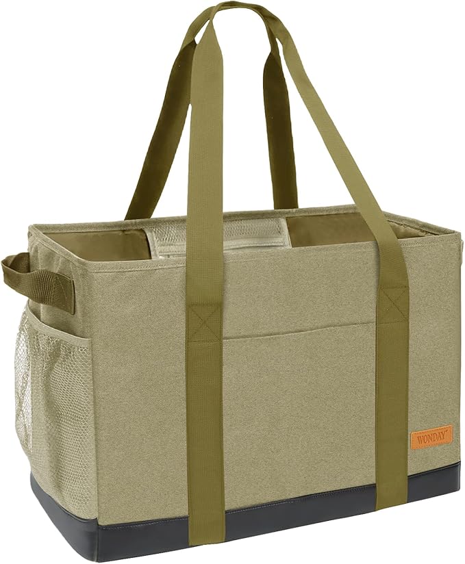 WONDAY Extra Large Utility Tote Bag - Standing Reusable Grocery Bag with Handle