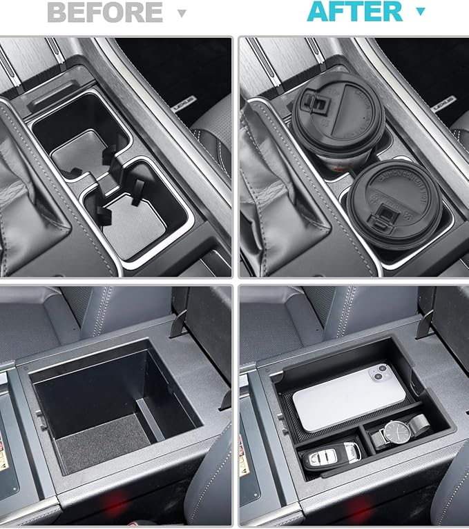 CDEFG 4Pcs for 2024 2025 2026 Lexus GX 550 Center Console Organizer 2024-2026 GX550 Accessories Middle Console & Armrest Hidden Storage Box & Cup Holder & Wireless Charging Mat(Not for Cool Box)