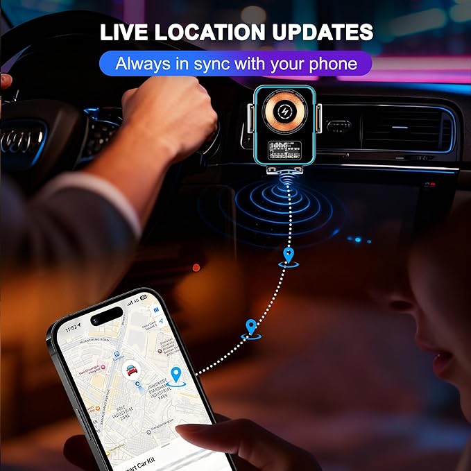 15W Fast Wireless Car Charger with Air Tracker Tag GPS Bulid in(iOS Only)-Air Vent Phone Mount, Works with Apple Find My, Hidden＆Undetectable (Wireless Car Charger with Tracker)
