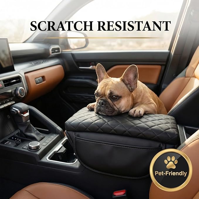 for 2024 2025 Toyota Tacoma Center Console Cover Armrest Cover for Tacoma Accessories 2026 Armrest Cushion Pad Leather Middle Console Lids Cover Seat Box Protector Anti-Scratch