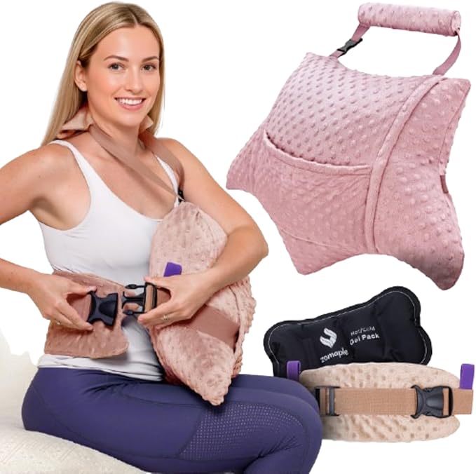 Zomaple Recovery Hysterectomy Pillow with Strap, Gel Pack & Lumbar Support – Post Abdominal Surgery Must Haves – Ideal for C-Section, Laparoscopic & Hernia Healing Comfort