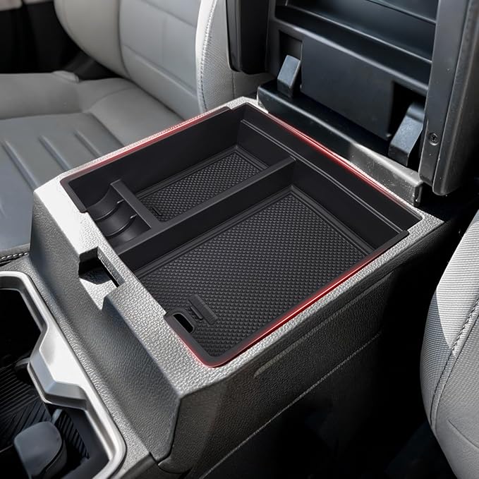Autorder Center Console Organizer for 2024-2026 Toyota Tacoma Accessories Armrest Storage Box Secondary Insert Tray with Black Non-Slip Silicone Mats