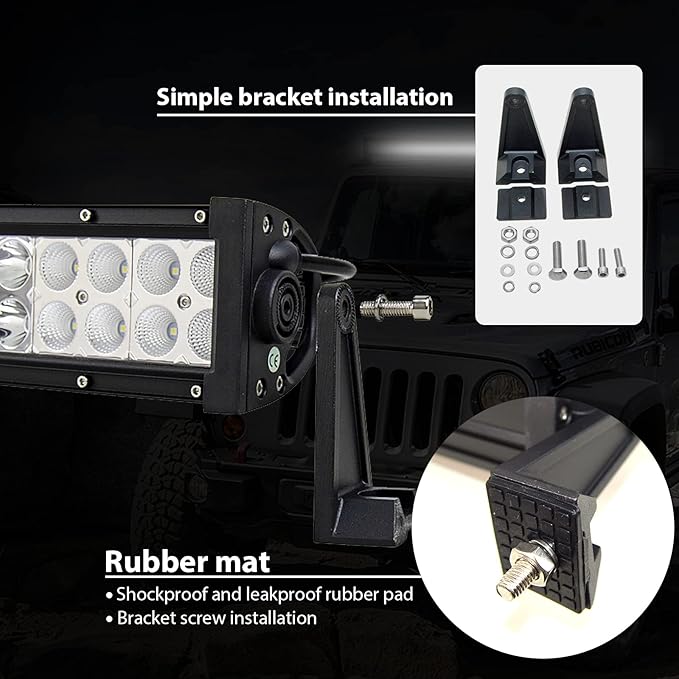AUXTINGS 22 inch 120W Curved Double Row LED Light Bar Work Light Spot Flood Beam with Wiring Harness kit Switch for Trucks Tractor 4X4 Jeep Boat Off Road Auto Fog Driving Lamp 12V 24V Waterproof IP67
