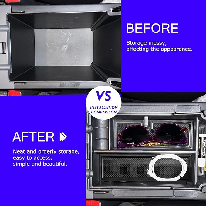 2Pack 2025 Crosstrek Center Console Organizer & Fuse Box Coin Container Storage Tray for 2024 2025 2026 Subaru Crosstrek Hybrid Armrest Storage Box Crosstrek 2025 Accessories Storage Box Double Layer