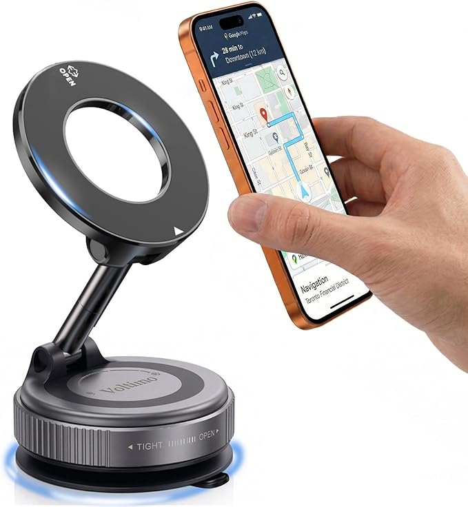Phone Holders for Your Car, Car Phone Holder, MagSafe Car Mount, Phone Mount for Car Magnetic with Suction Cup, 360° Adjustable Hands Free Holder for iPhone & Android
