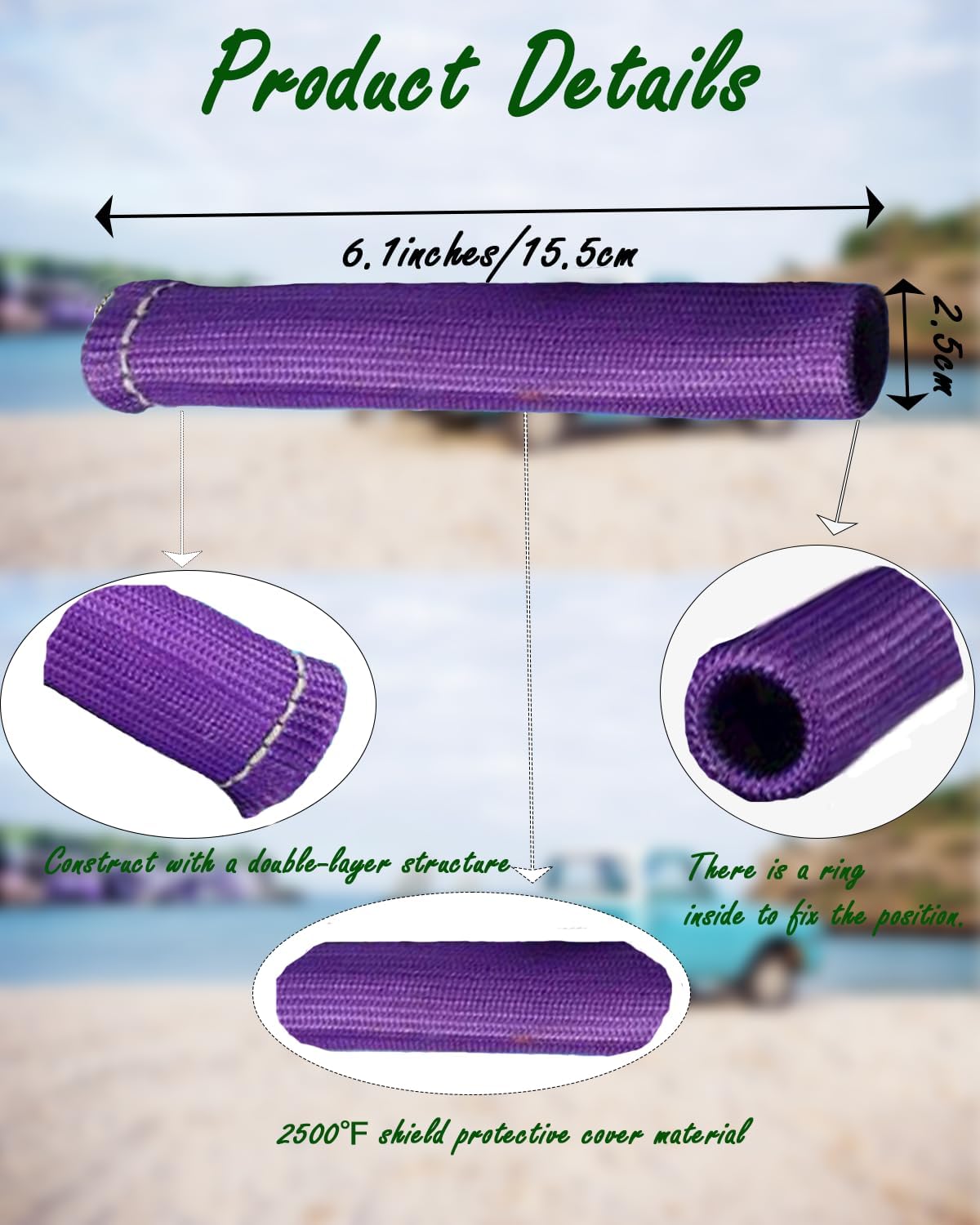 Spark Plug Heat Shield Sleeve - 8 PCS 2500° Spark Plug Wire Boots Protector, 6 Inches Spark Plug Heat Sleeve Protection Cover Replacement for LS1 / LS2 SBC BBC 350 454 Car Truck, Purple