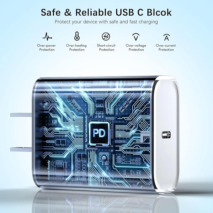 iPad Fast Charger, 2 Pack 20W USB C Charging Block Charge Adapter for Apple iPad Charger with 6FT USB C Woven Fast Charging Cable for iPad Pro 13/12.9/11inch,iPad Air 5th/4,iPad mini 6/7,i-Pad 11 A16