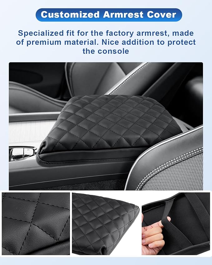 CDEFG for 2025 2026 Volvo XC60 Center Console Cover, for 2018-2025 2026 Volvo XC60 Accessories Armrest Cover Middle Console Pad Arm Rest Cushion Leather
