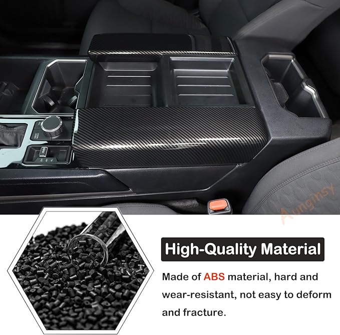 Car Center Console Armrest Protector Cover Compatible with Toyota Tundra 2022+ & Sequoia 2023+, Central Armrest Seat Storage Box Cover Cushion Lid Protector Pad Waterproof Anti-Scratch ABS Accessories