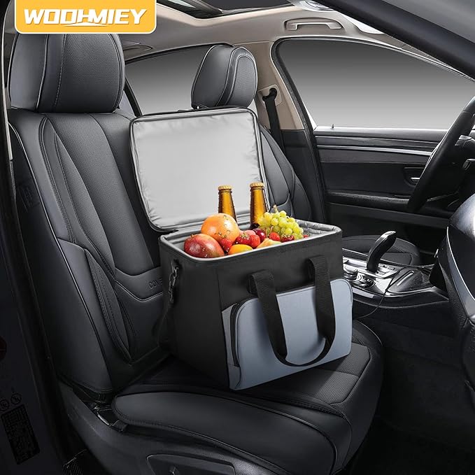 15L Portable Electric Cooler Bag,Car Cooler Watertight Liner Bag, Soft Sided Thermoelectric Travel Cooler with Shoulder Strap, Storage Pocket & DC 12V Plug in for