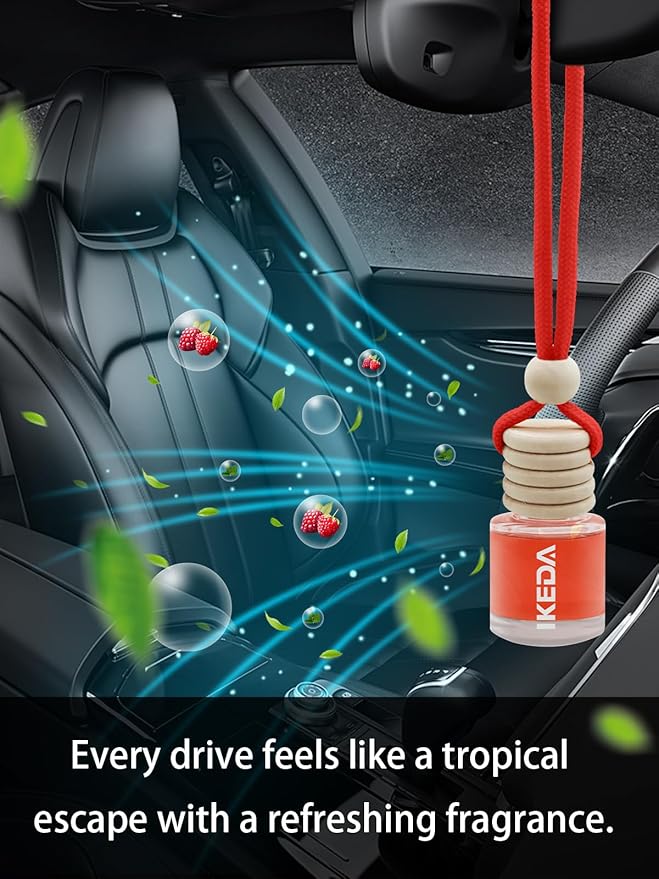 Ikeda Car Air Freshener: Hanging Car Smell Air Freshener | 10ml Hanging Car Perfume | Long Lasting Fragrance | Strong Scents Diffuser for Auto Home (Berry|Circular)