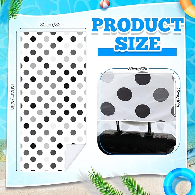 2 Pack Car Seat Towel Covers with Storage Bag 63 x 32 Inch Athletic Running Towel Seat Sweat Washable Non Slip Cover Gift for Car Outdoor Sport Activities (Black and Gray Dots)