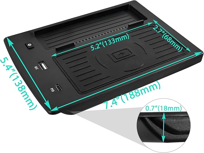 KEWISAUTO Wireless Charger for Honda Accord 2018 2019 2020 2021 2022 Accessories, Fast Charging Charger USB-A USB-C Wireless Charger, Phone Pad Charger