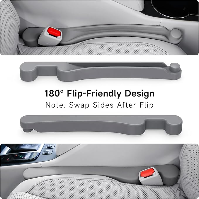 Givifive Car Seat Gap Filler Set of 2, 3IN1 Seat Side Gap Filler Plug with Storage Slot & Hook Function, Soft Foam Universal Fit Car SUV Truck Fill Gap Between Seats Console Organizer（Standard Gray）