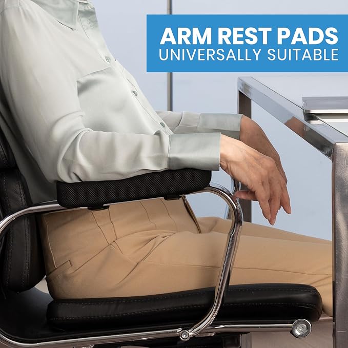 Everlasting Comfort Office Chair & Wheelchair Arm Pads - Cooling Memory Foam Arm Rest Cover for Desk, Gaming Chair, Wheelchair Armrest Pads