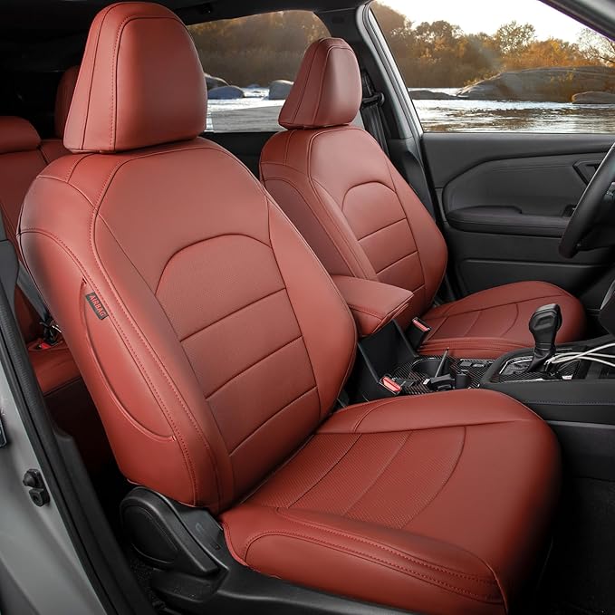 coverdream Forester Leather Seat Covers Full Set for 2025 2026 Subaru Forester Limited,Premium,Sport,Touring Fully Covered,Luxury Waterproof SUV Seat Cushion Car Seat Protector(Wine Red)