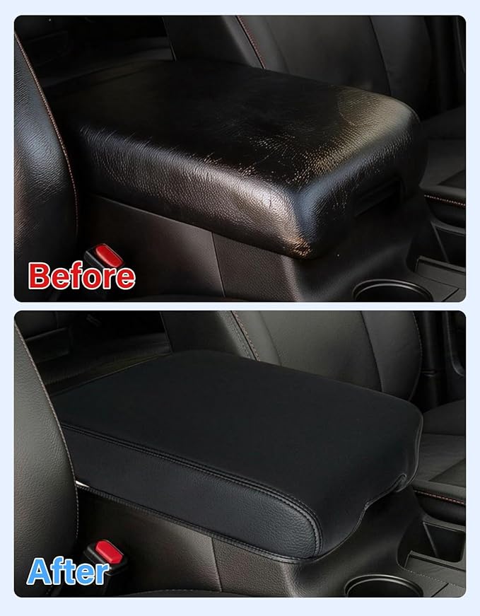 Center Console Armrest Cover for 2007-2013 Toyota Tundra, Toyota Sequoia 2008-2022, PU Leather Middle Console Lid Protector Arm Rest Cushion Anti-Scratch Thick Pad, Black