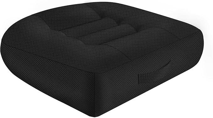 Car Booster Seat Cushion Height Adjustable Memory Foam Mesh Breathable 4.7" Thick Wedge Cushion for Driving Office Chair Lift Seat Pad for Short Adults Posture Support-Black