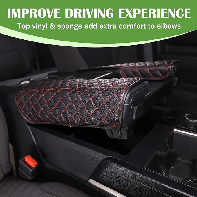 Center Console Armrest Cover Protector Pad Compatible with Toyota Tundra Sequoia 2022-2025 Leather Car Console Armrest Seat Cushion Waterproof Armrest Cushion Lid Interior Accessories (Style B)