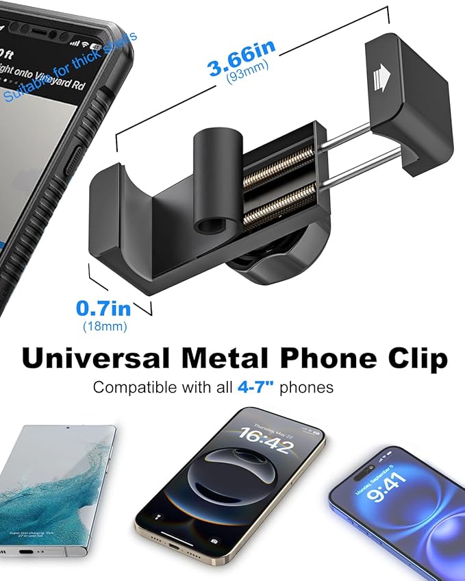Steering Wheel Phone Holder for Car [Never Fall] 360° Adjustment Steering Wheel Phone Mount for Truck/Tesla/Pickup/Golf Cart/SUV, Compatible with iPhone 17 Pro Max 16 15 Ai Plus Smartphone