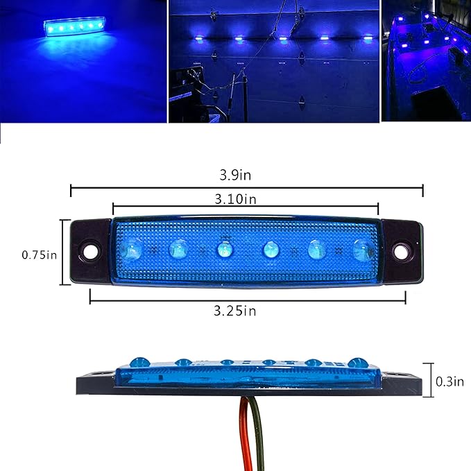 20 Pcs Blue LED Rock Strip Lights,Wheel Well Underglow Lighting Kits,Car Rock Lights Exterior Side Marker Lights for Wrangler Truck Golf Cart RV RV SUV Offroad