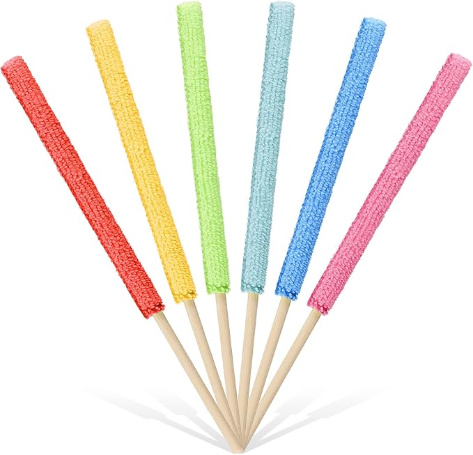 Honeydak 6 Pieces Microfiber Detail Duster Sticks Mini Duster Crevice Cleaning Tool Car Air Vent Cleaner Fan Cleaning Brush for Home Air Vent Window The Smallest Spaces