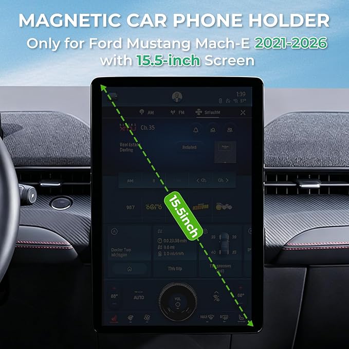 Car Phone Holder for Ford Mustang Mach-E 2025 2024 2023 2022 2021 (Only for 15.5-Inch Screen) 360° Rotation Magnetic Cell Phone Mount, Compatible with Magsafe, Does Not Affect Air Vent