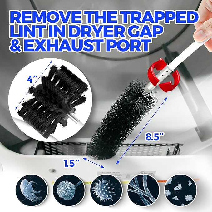 Holikme 16 Feet Dryer Vent Cleaner Kit, Lint Remover,Fireplace Chimney Brushes, Extends Up to 16 Feet, Synthetic Brush Head, Use with or Without a Power Drill