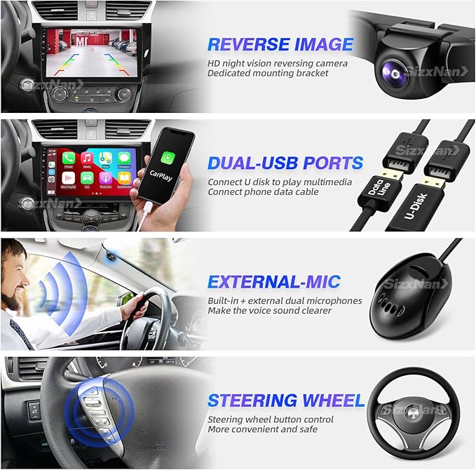 for Sentra Radio 2013-2018 Upgrade Compatible with Wireless Carplay Android Auto,Android Car Stereo Touchscreen Bluetooth Navigation GPS WiFi FM/AM Multimedia Player Backup Camera Head Unit