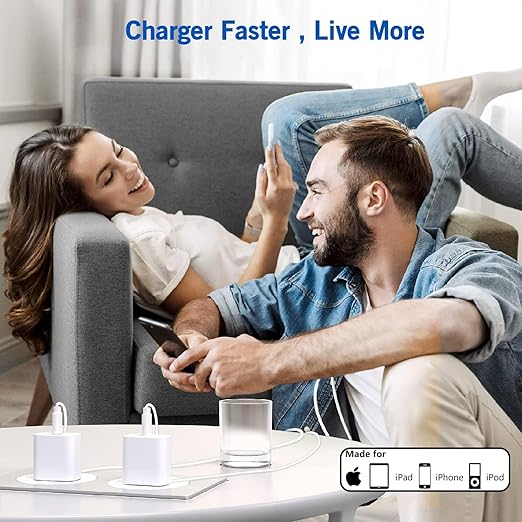 Extra Long 10FT iPhone Fast Charger,i Phone Charger Fast Charging【MFi Certified】2Pack 20W PD Fast USB C Charger Block + 10Foot i Phone Charging Cable Cord for iPhone 15/14/13/12/11/XS/XR/SE2022/8/iPad
