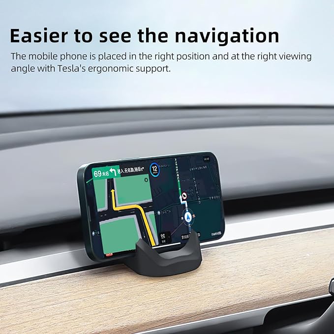 Dashboard Phone Mount for Tesla Model 3 Y Car Cell Phone Holder Silicone Non-Slip Phone Stand Compatible with All Smartphones (2021-2023 Model 3 & 2021-2024 Model Y)