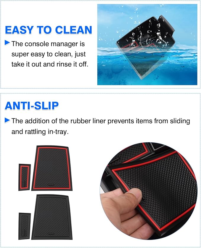 Autorder Center Console Organizer for 2023-2026 Kia NIRO Accessories Armrest Storage Box Secondary Insert Tray with 2 Color Mats